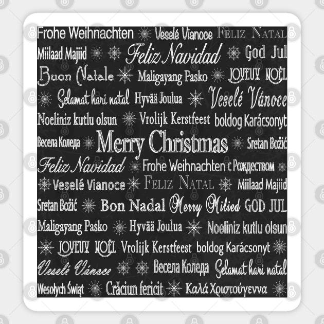 Merry Christmas In Different Languages Art Deco Pattern Design Sticker by Pattern Plans